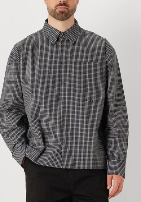 Donkergrijze OLAF HUSSEIN Overshirt CHECKED BOXY SHIRT - large