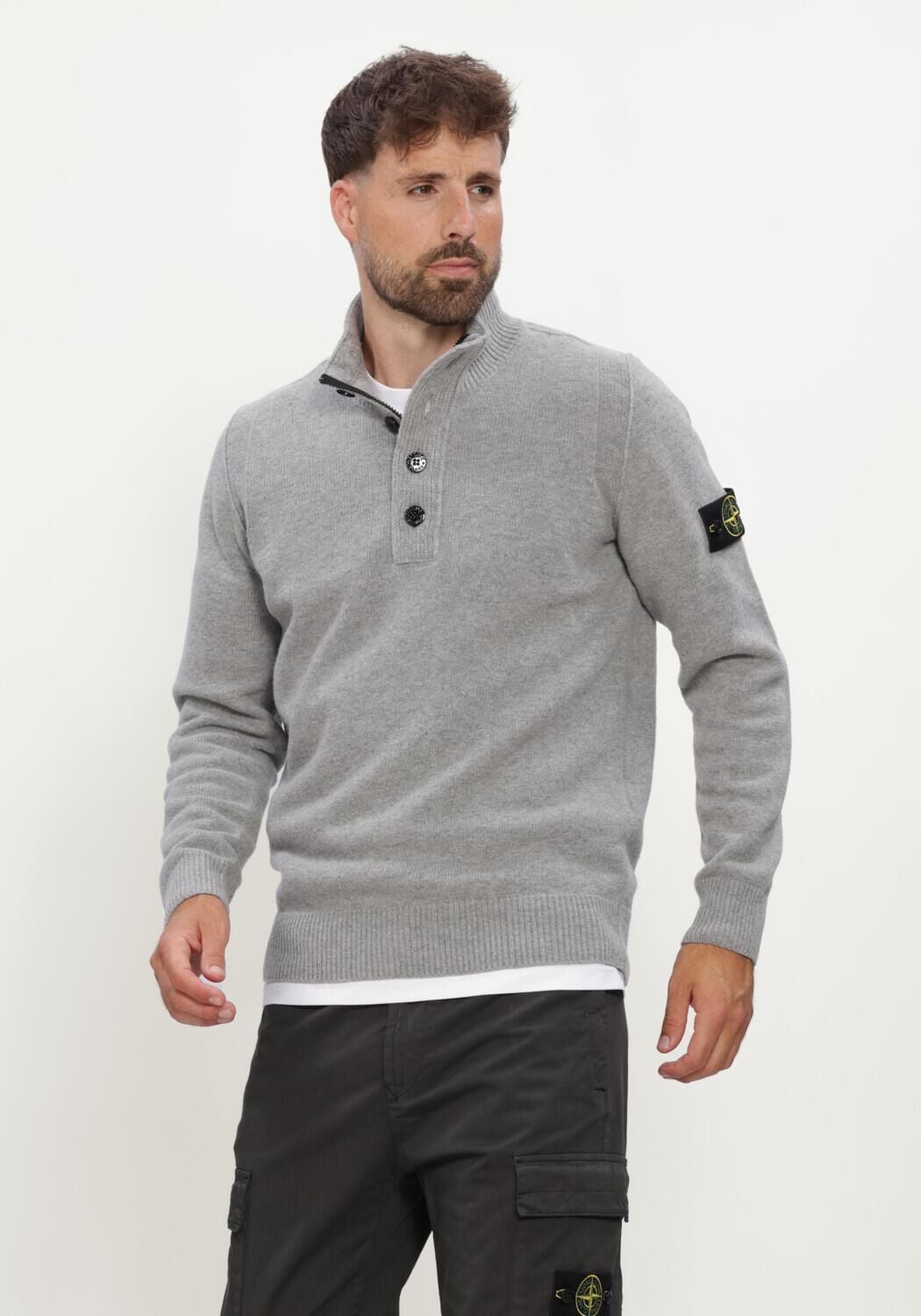 Grijze STONE ISLAND Trui LS POLO S00A3 - large