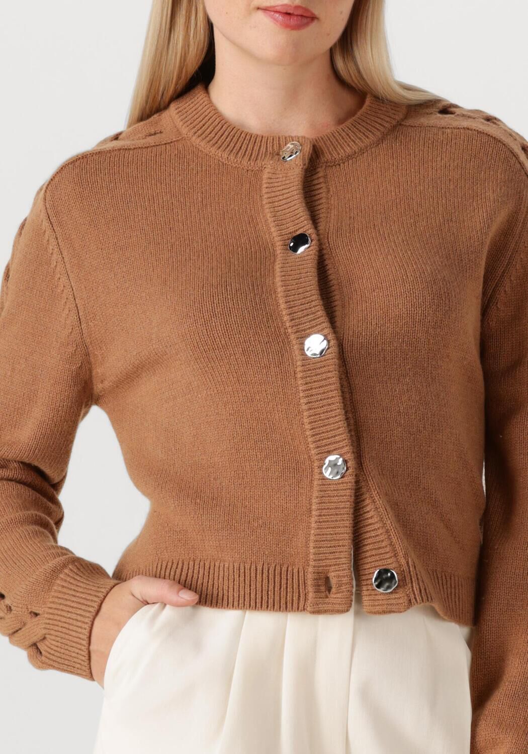 Camel DANTE6 Trui HABY BRAIDED CARDIGAN - large
