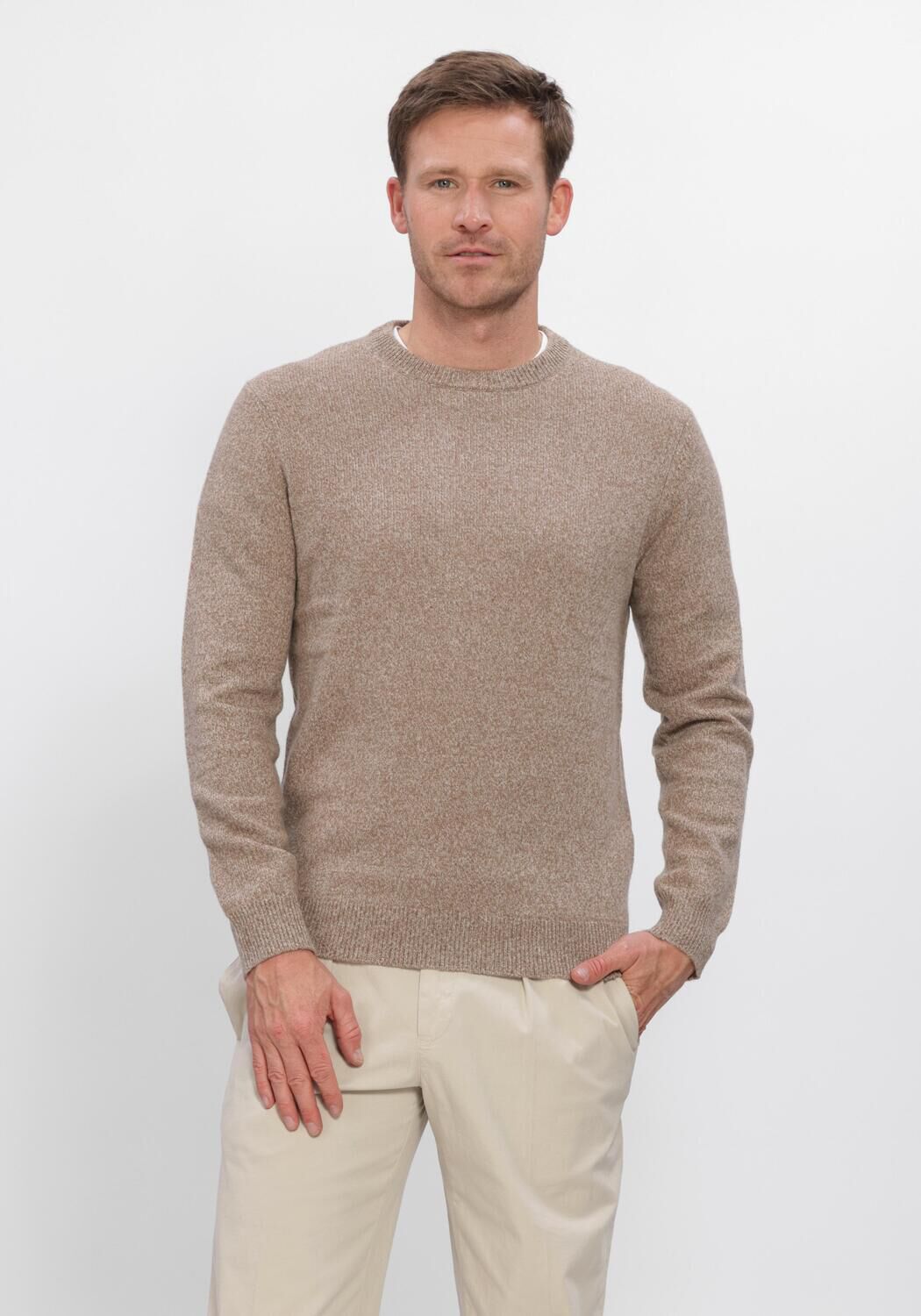 Beige PROFUOMO Trui PULLOVER CREW NECK 80/20 - large