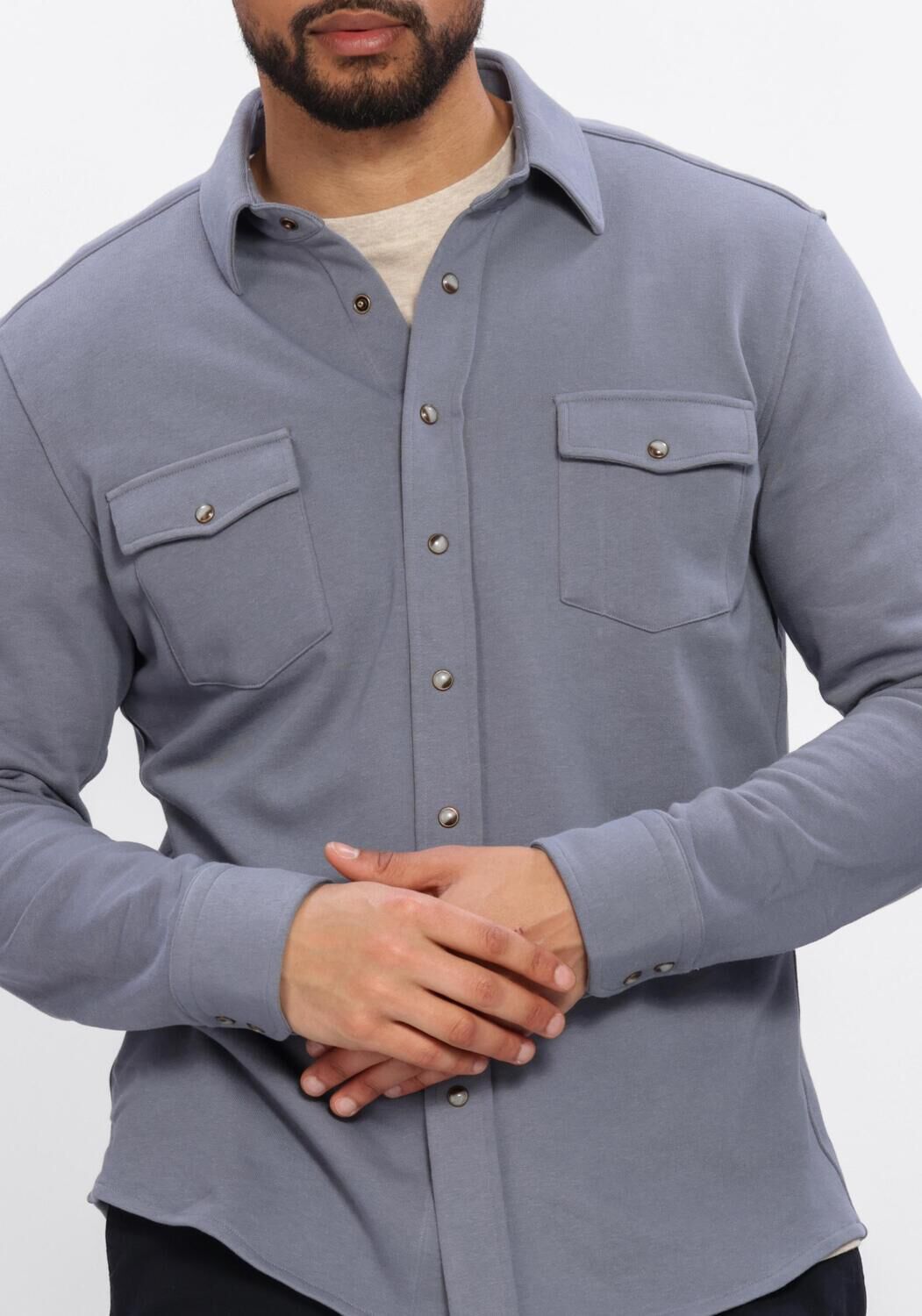 Blauwe PROFUOMO Casual overhemd OVERSHIRT WESTERN - large