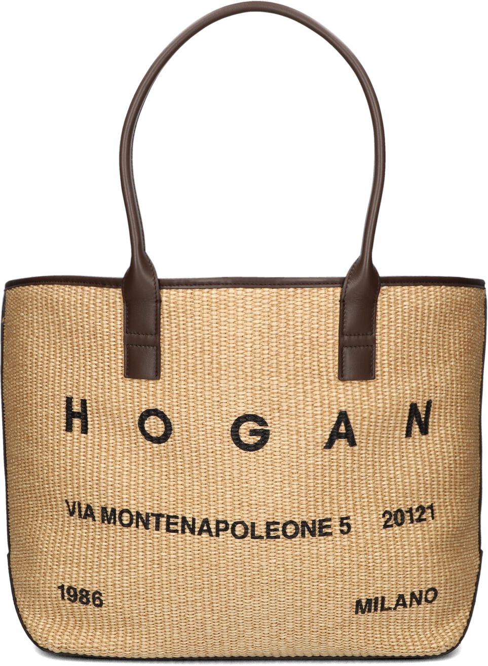 Hogan Hogan Shopper Dames Address Shopping Media, Materiaal: Raffia, Kleur: Zand