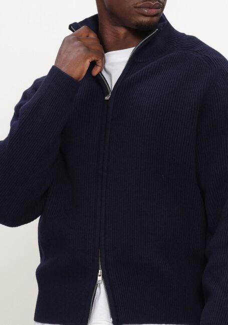 Donkerblauwe FLANEUR Vest BADGE KNIT CARDIGAN - large