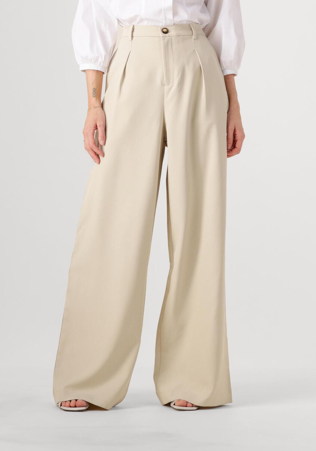 Co'Couture Wijde Broek Dames Nanacc Pleat Ll Pant, Maat: L, Kleur: Beige