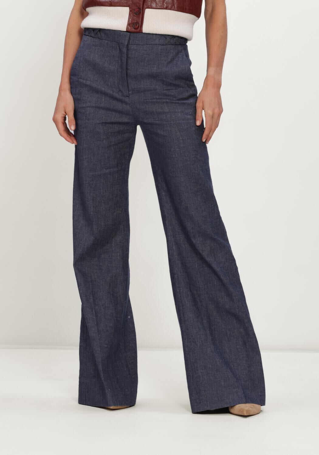 Donkerblauwe DOROTHEE SCHUMACHER Wijde broek FLUID DENIM PANTS - large