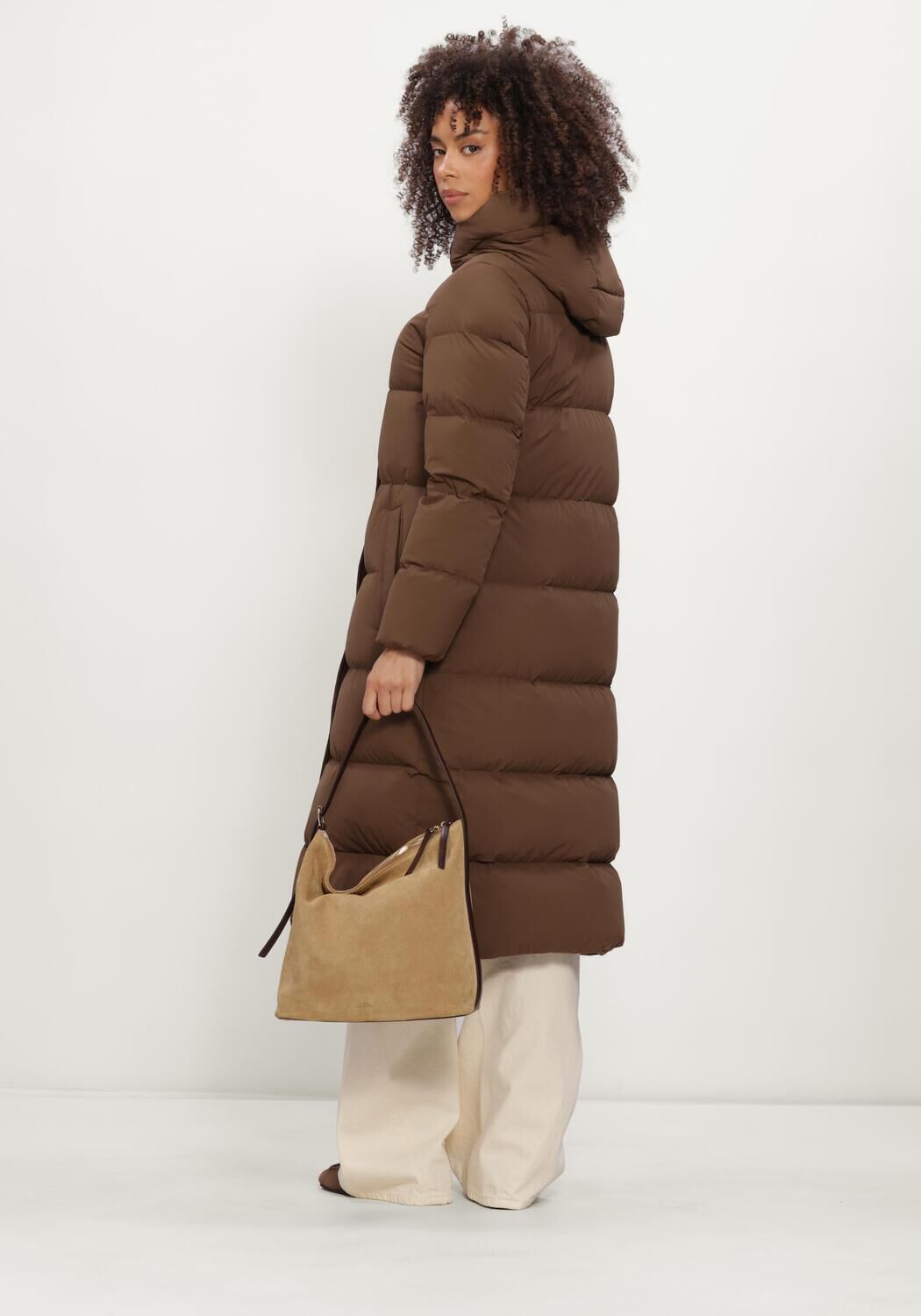 Bruine WOOLRICH Gewatteerde jas MADISON LONG COAT - large