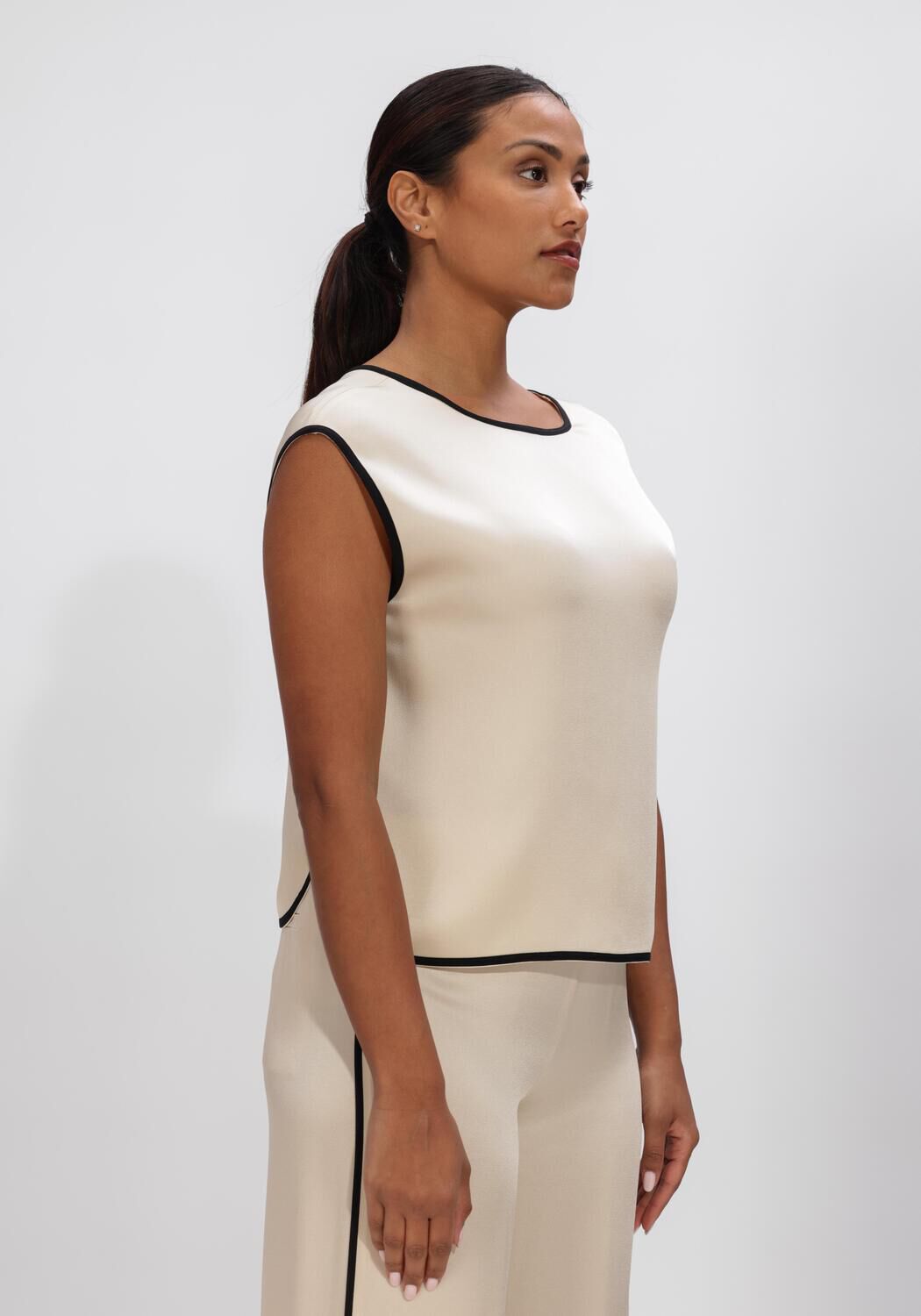 Ecru FORTE FORTE Top ENVERS SATIN SHINY TOP - large