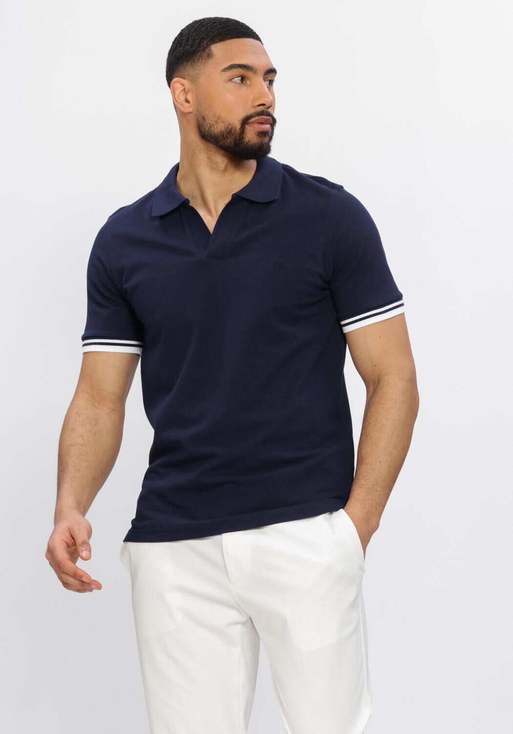 Fay Polo Heren Polo Senza Bt. Piquet Str. Stripes, Maat: XXL, Kleur: Donkerblauw afbeelding 1