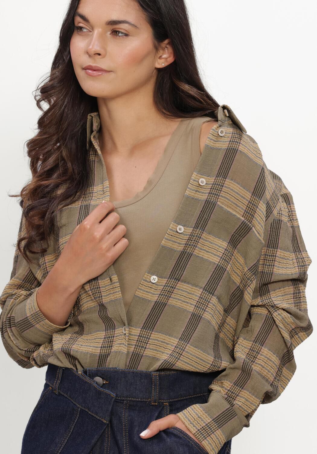 Khaki LUISA CERANO Blouses KARO-HEMDBLUSE - large