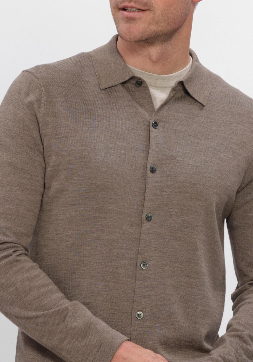 Bruine PROFUOMO Trui POLO FULL BUTTON LS EXTRAFINE MERINO - large