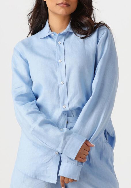 Lichtblauwe RESORT FINEST Blouses SHIRT 100% LINEN - large