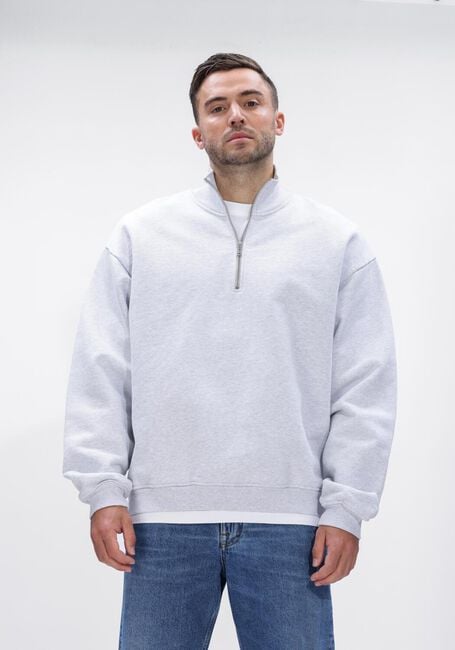 Lichtgrijze THE SAVAGE REPORT Sweater HALF ZIP - large