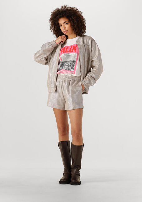 Zilveren ALIX THE LABEL Korte broek LADIES WOVEN FOIL SHORTS - large