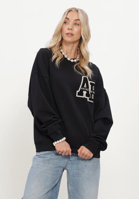 Zwarte ANINE BING Sweater MILES OVERSIZED SWEATSHIRT LETTERMAN - large