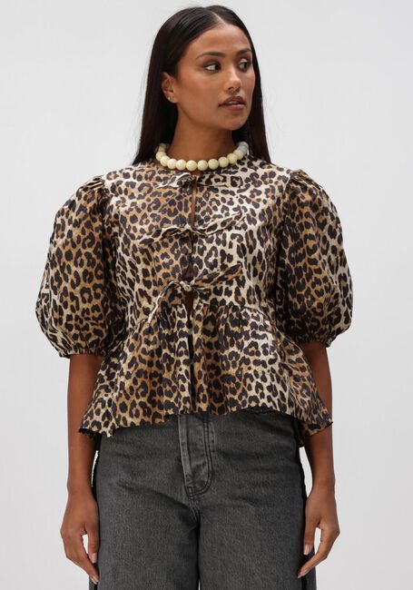 Multi GANNI Blouses PRINTED COTTON POPLIN PEPLUM BLOUSE - large