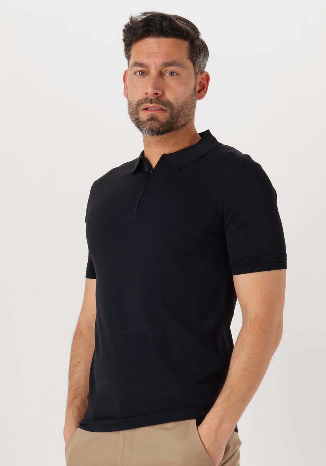 Genti Polo Heren Polo Zip Ss K2053-1260, Maat: M, Kleur: Donkerblauw afbeelding
