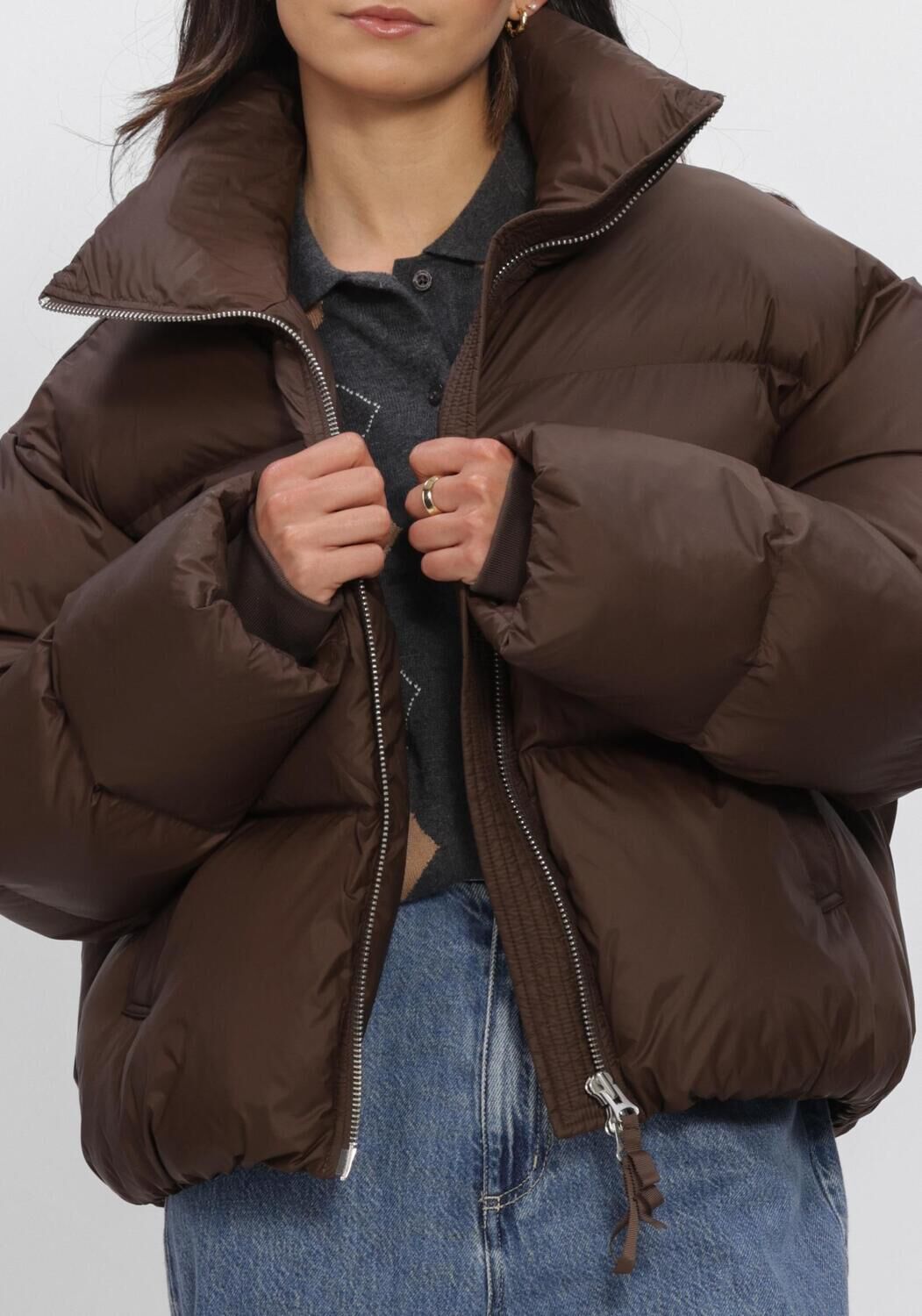 Bruine SECOND FEMALE Jassen RIYA PUFFER JACKET - large
