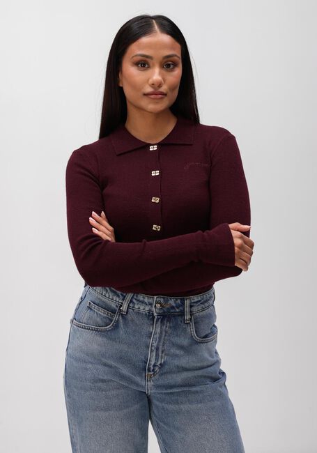 Rode GANNI Truien/vesten MINI RIBBED MERINO POLO - large