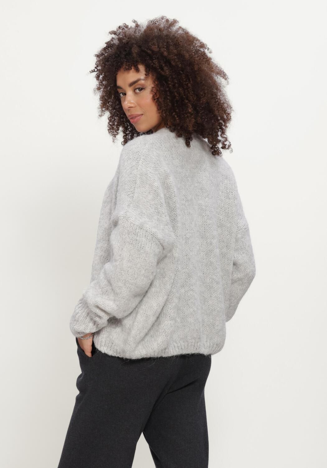 Lichtgrijze KNIT-TED Vest BECKY CARDIGAN - large