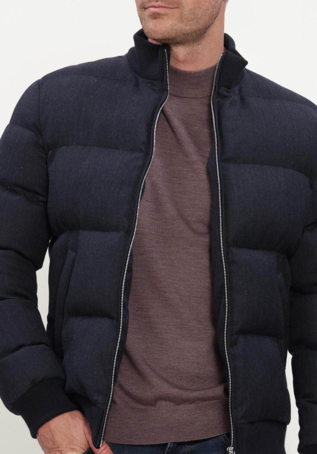 Donkerblauwe PROFUOMO Gewatteerde jas OUTERW BOMBER MOULINE - large