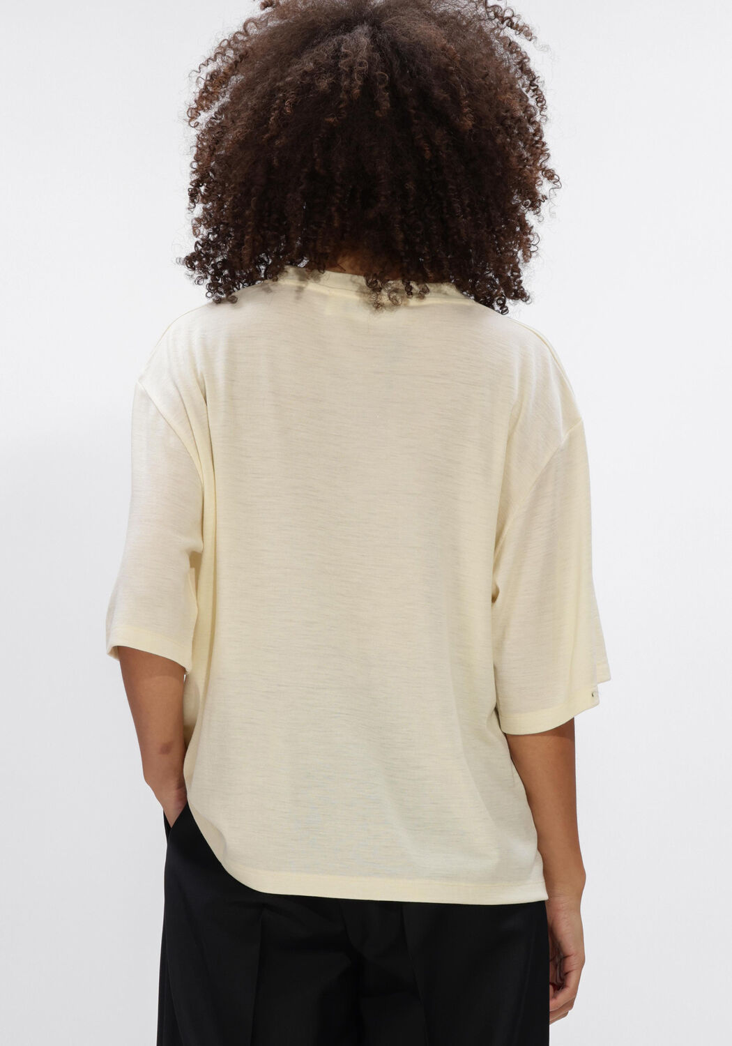 Ecru ROHE Top OVERSIZED SOFT MERINO T SHIRT - large
