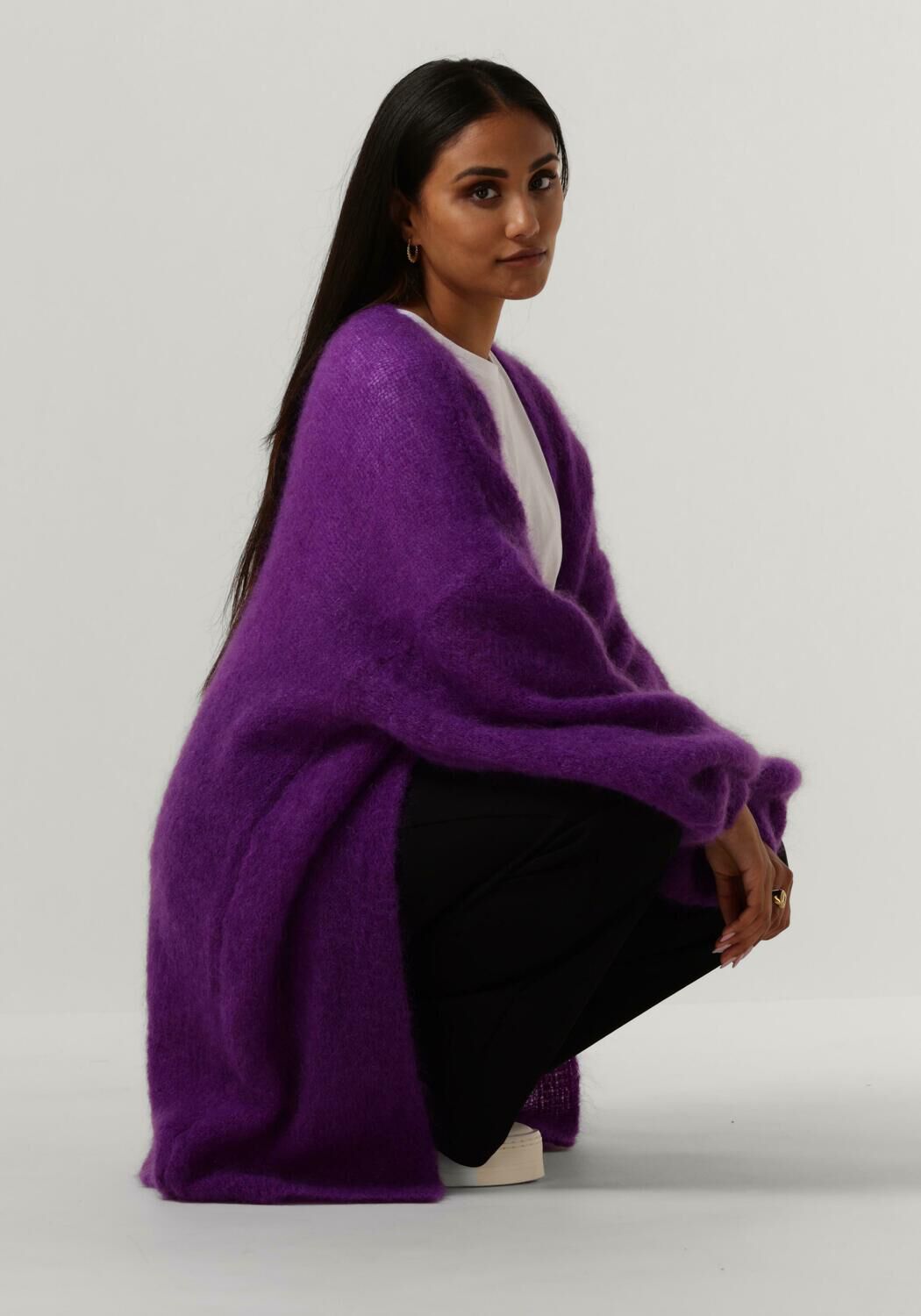 American Dreams Vest Dames Lee Midi Cardigan, Maat: L/XL, Kleur: Paars