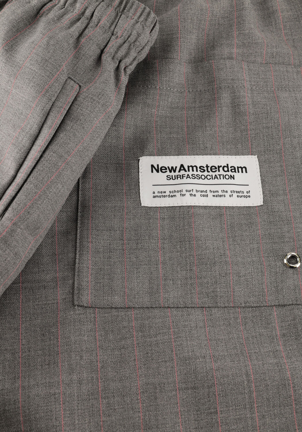 Grijze NEW AMSTERDAM SURF ASSOCIATION Korte broek WOOL WORK SHORTS GREY W/PINK PINSTRIPES - large