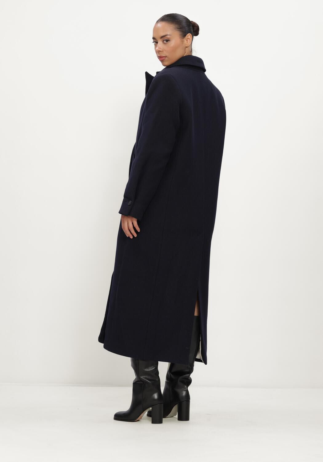 Donkerblauwe RUBY TUESDAY Jassen MATTIN WOOLEN DOUBLE BREATED LONG COAT - large