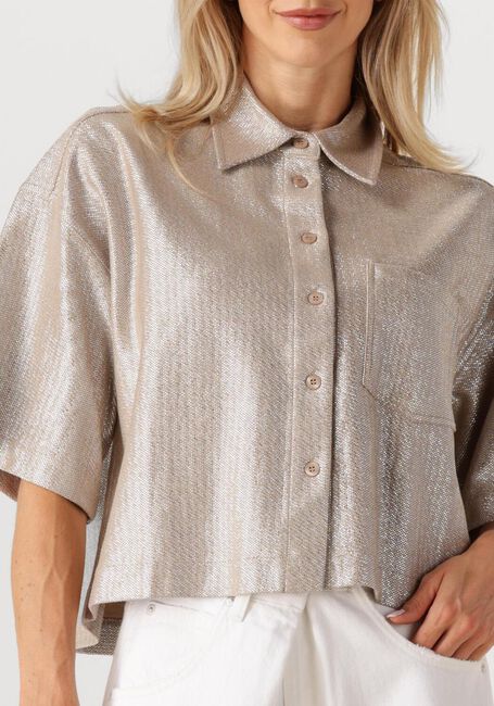 Zilveren ALIX THE LABEL Blouses LADIES WOVEN FOIL CROPPED BLOUSE - large