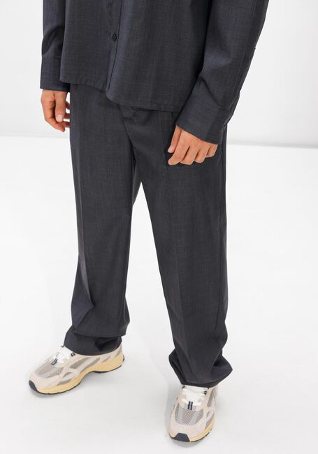 Donkergrijze OLAF HUSSEIN Chino REGULAR WOOL BLEND PLEATED PANT - large