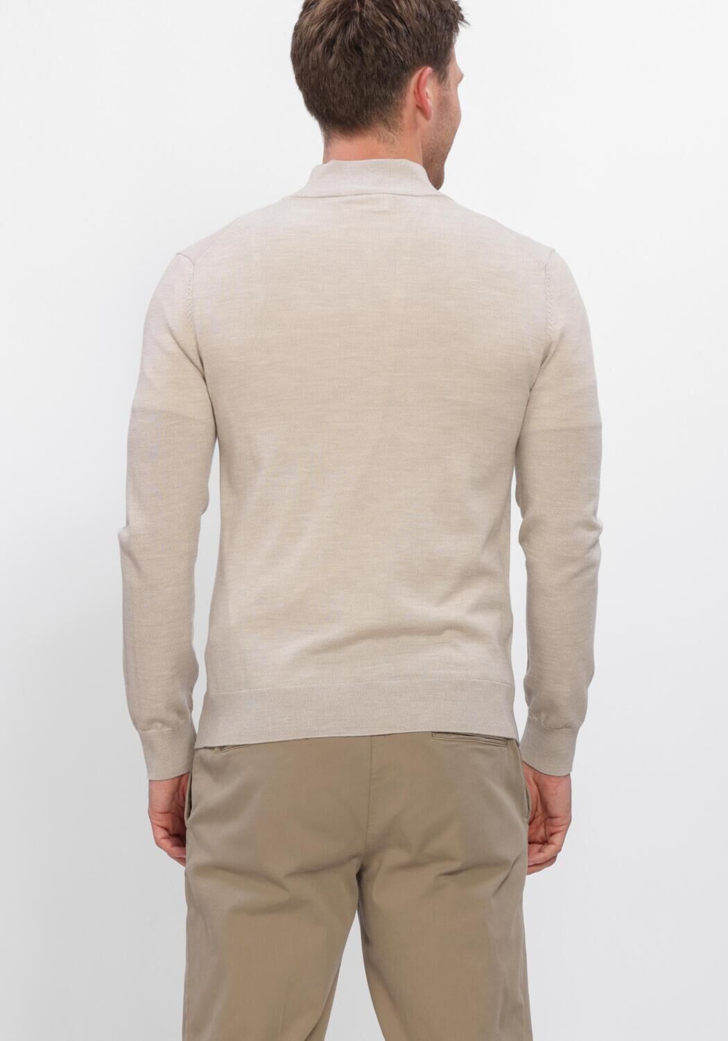 Beige PROFUOMO Trui PULLOVER HALF ZIP EXTRAFINE MERINO - large