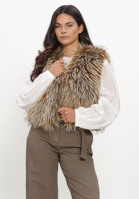 Bruine LUISA CERANO Gilet BOHO-WESTE IN FELL-OPTIK - large