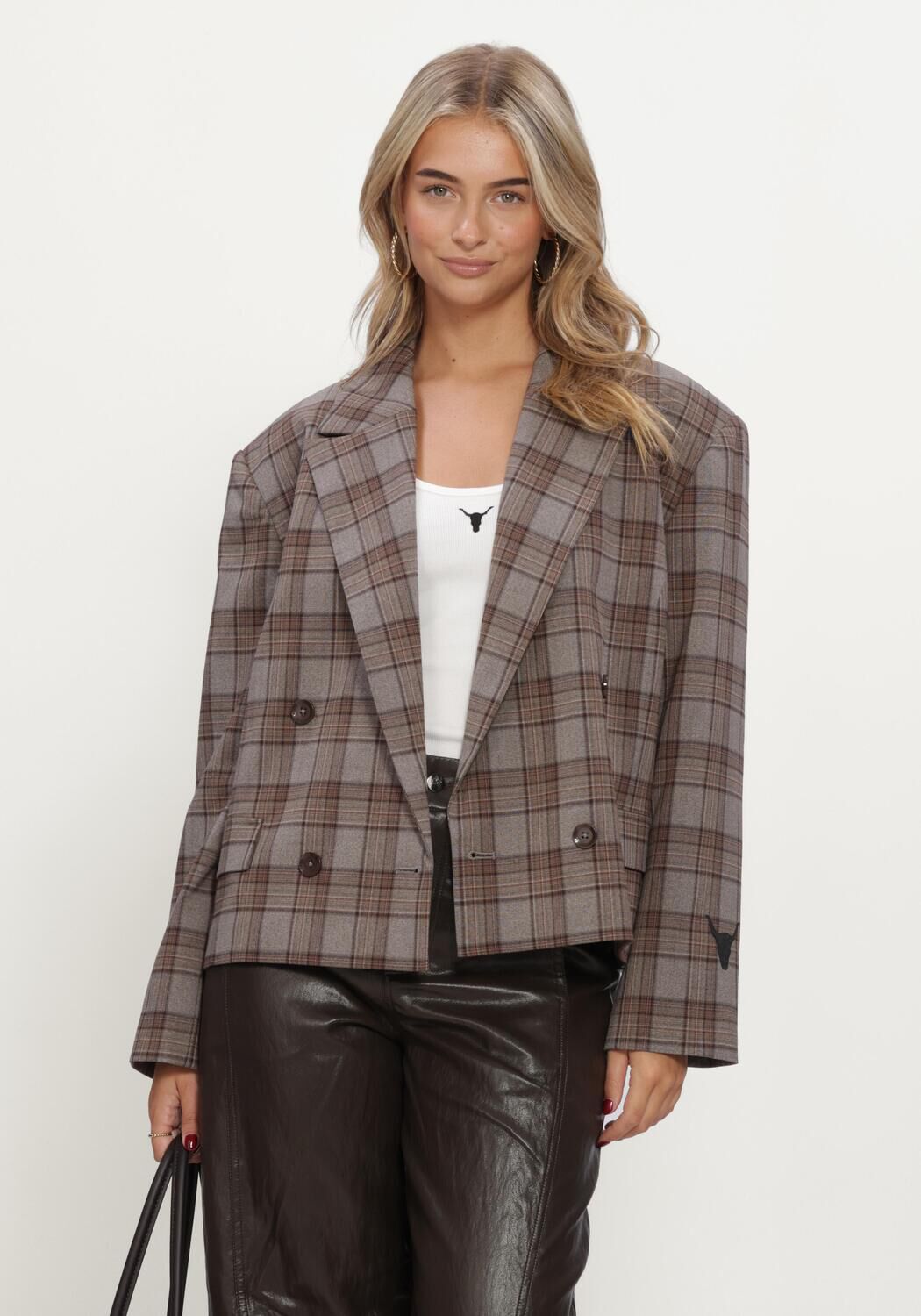 Alix The Label Alix the Label Blazer Dames Ladies Woven Cropped Check Blazer