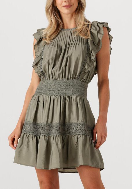 Khaki CO'COUTURE Mini jurk CALLUMCC FRILL PINTUCK DRESS - large