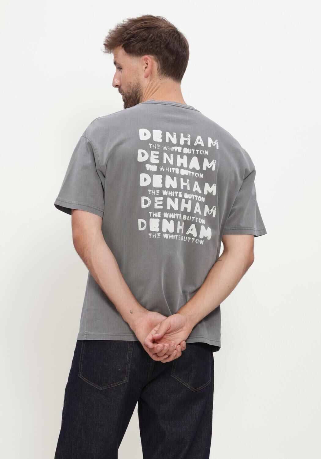 Grijze DENHAM T-shirt STAMP SS TEE - large