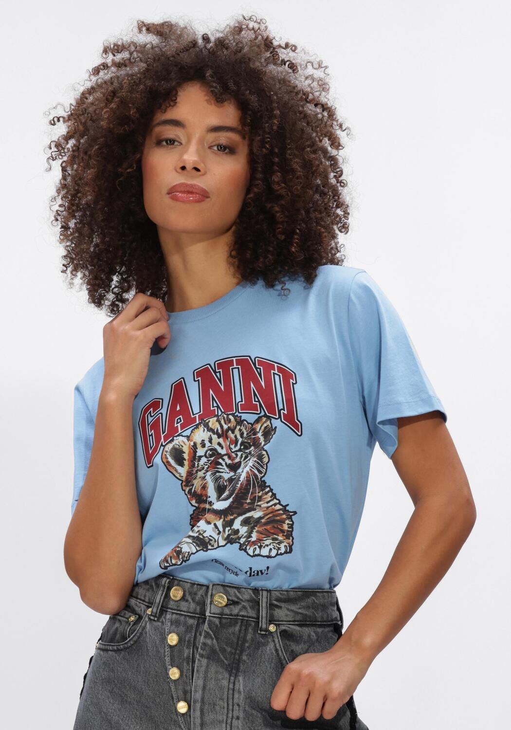 Blauwe GANNI T-shirt BLISSFUL BLUE 745 - large