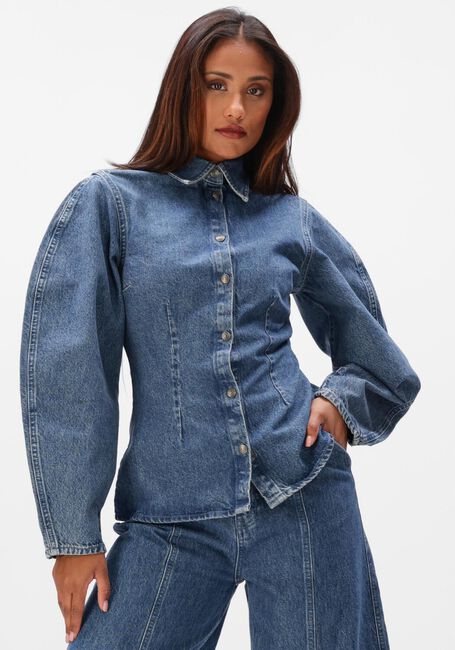 Donkerblauwe ROTATE Blouses FITTED DENIM SHIRT - large