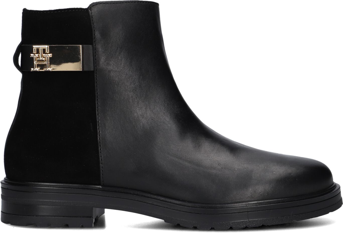 Tommy Hilfiger Enkelboots Dames Th Logo Chelsea, Maat: 37, Materiaal: Leer, Kleur: Zwart