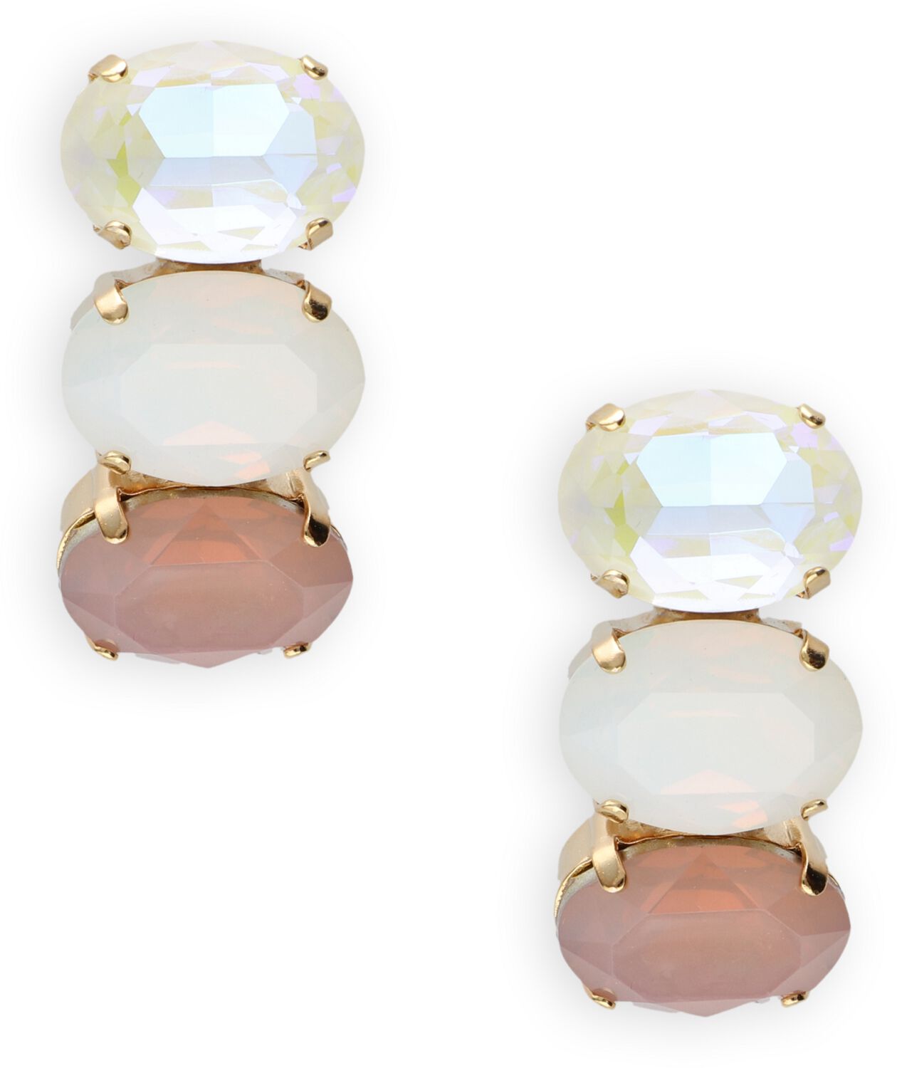 LOTT. gioielli Oorbellen Dames Vertical Oval Three Stones M, Materiaal: Stainless steel afbeelding 1