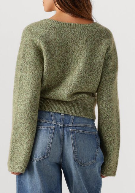 Groene GANNI Trui BRUSHED MOHAIR MIX DEEP V-NECK - large