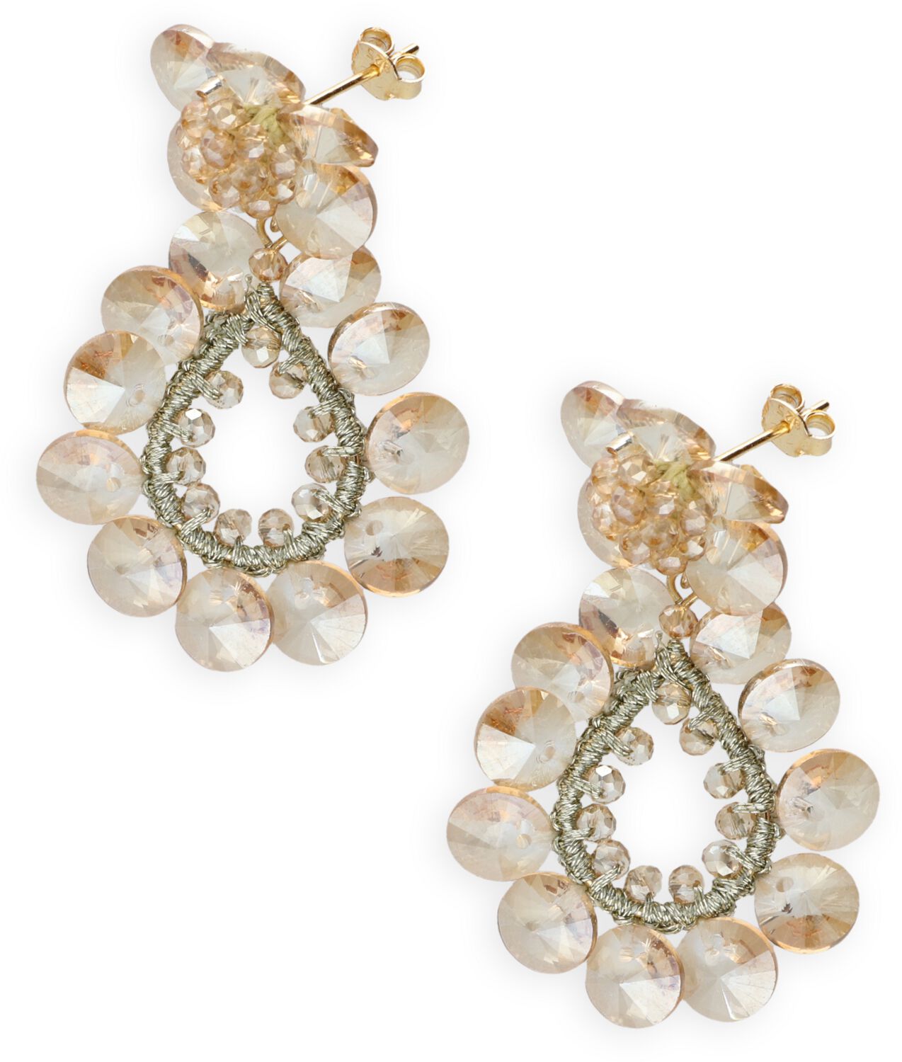 LOTT. gioielli Oorbellen Dames Flower Double Drop, Kleur: Goudkleurig afbeelding 1