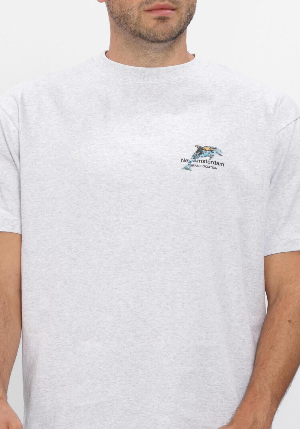 Lichtgrijze NEW AMSTERDAM SURF ASSOCIATION T-shirt DOLPHIN TEE - large