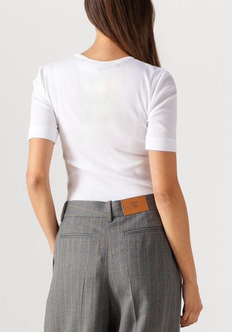 Witte GANNI T-shirt SOFT COTTON RIB SHORT SLEEVE T-SHIRT - large