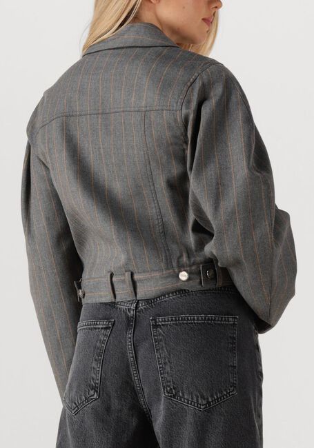 Grijze GANNI Jack BRUSHED WOOL STRIPE JACKET - large