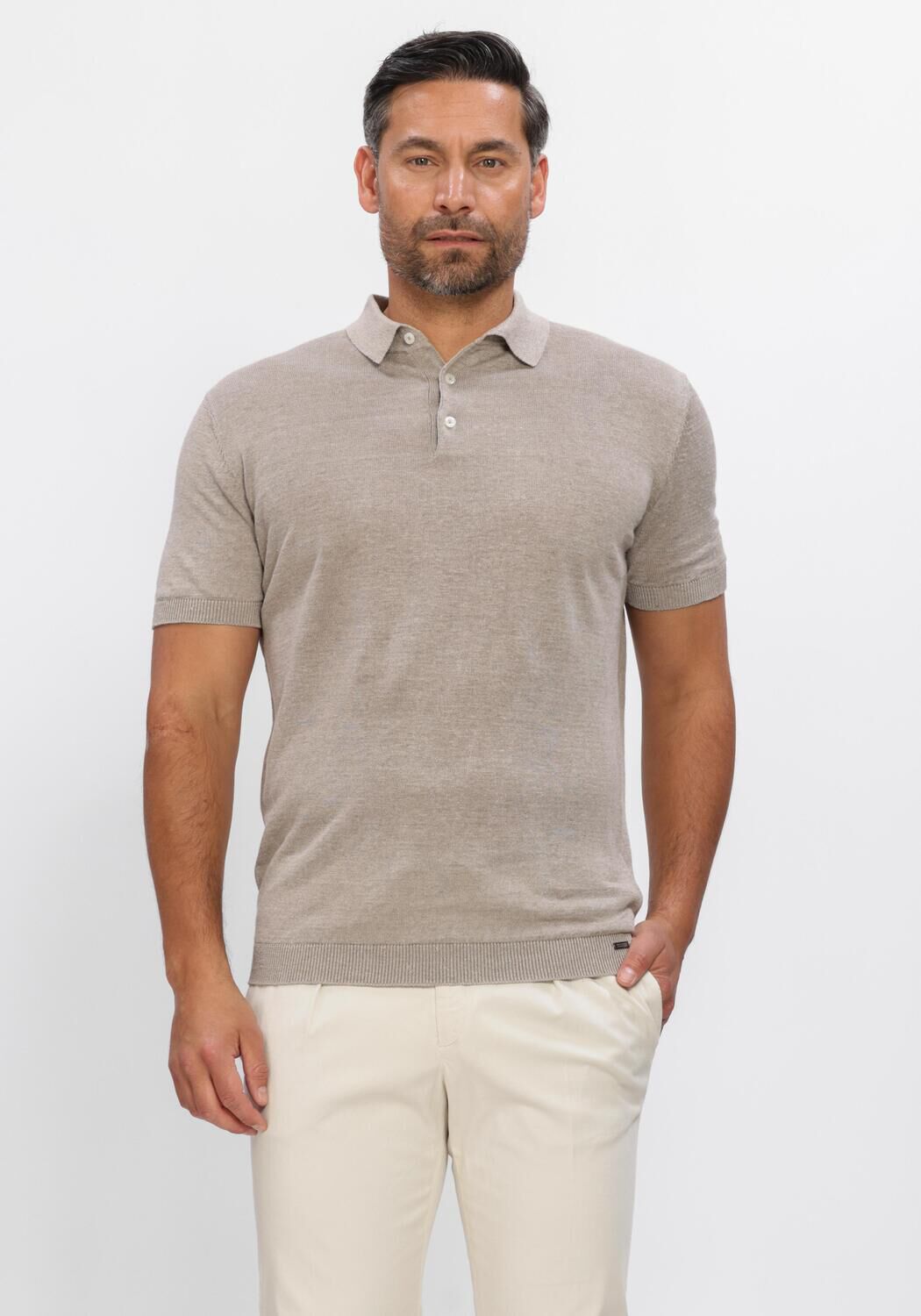 Gentiluomo Polo Heren Polo 3 Buttins, Maat: M, Kleur: Beige afbeelding 1