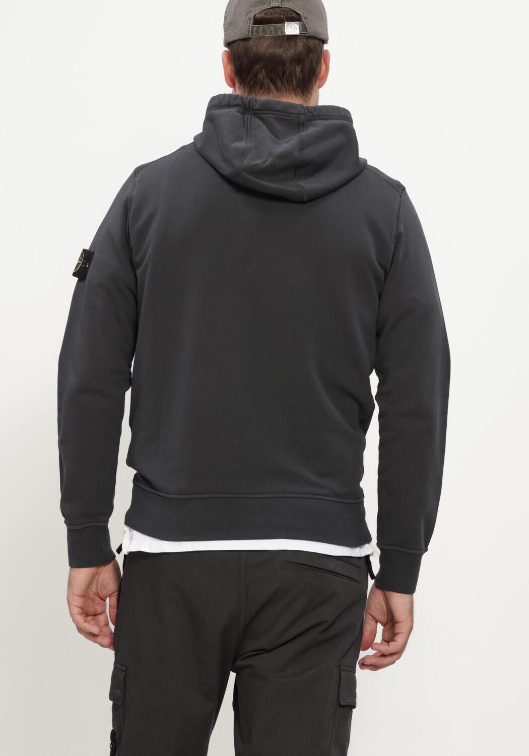 Donkergrijze STONE ISLAND Sweater S0051 HOODIE SWEATER - large