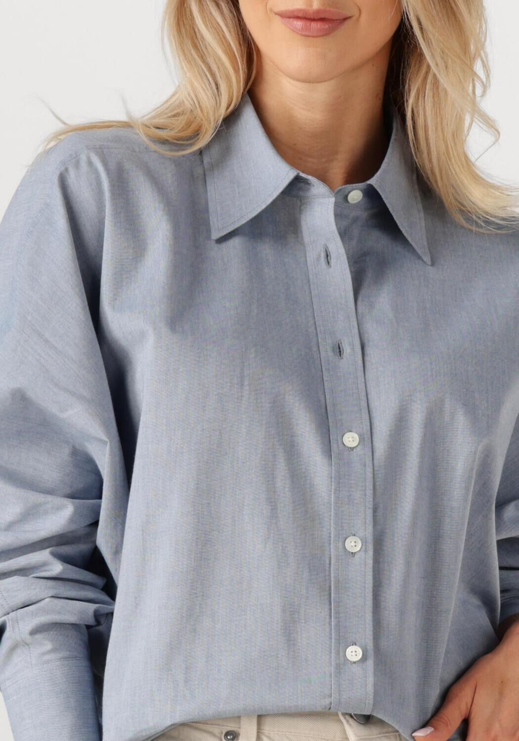 Lichtblauwe CLOSED Blouses PLEATED SHIRT - large