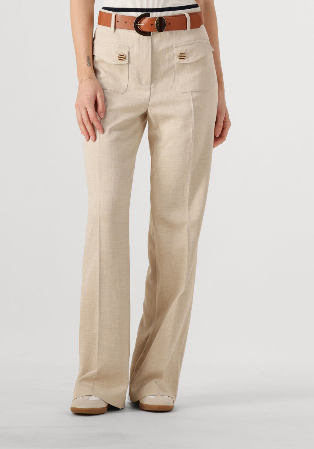 Caroline Biss Wijde Broek Dames 1559, Maat: 36, Kleur: Beige