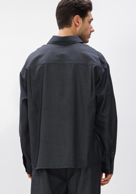 Donkergrijze OLAF HUSSEIN Casual overhemd WOOL BLEND BOXY LS SHIRT - large