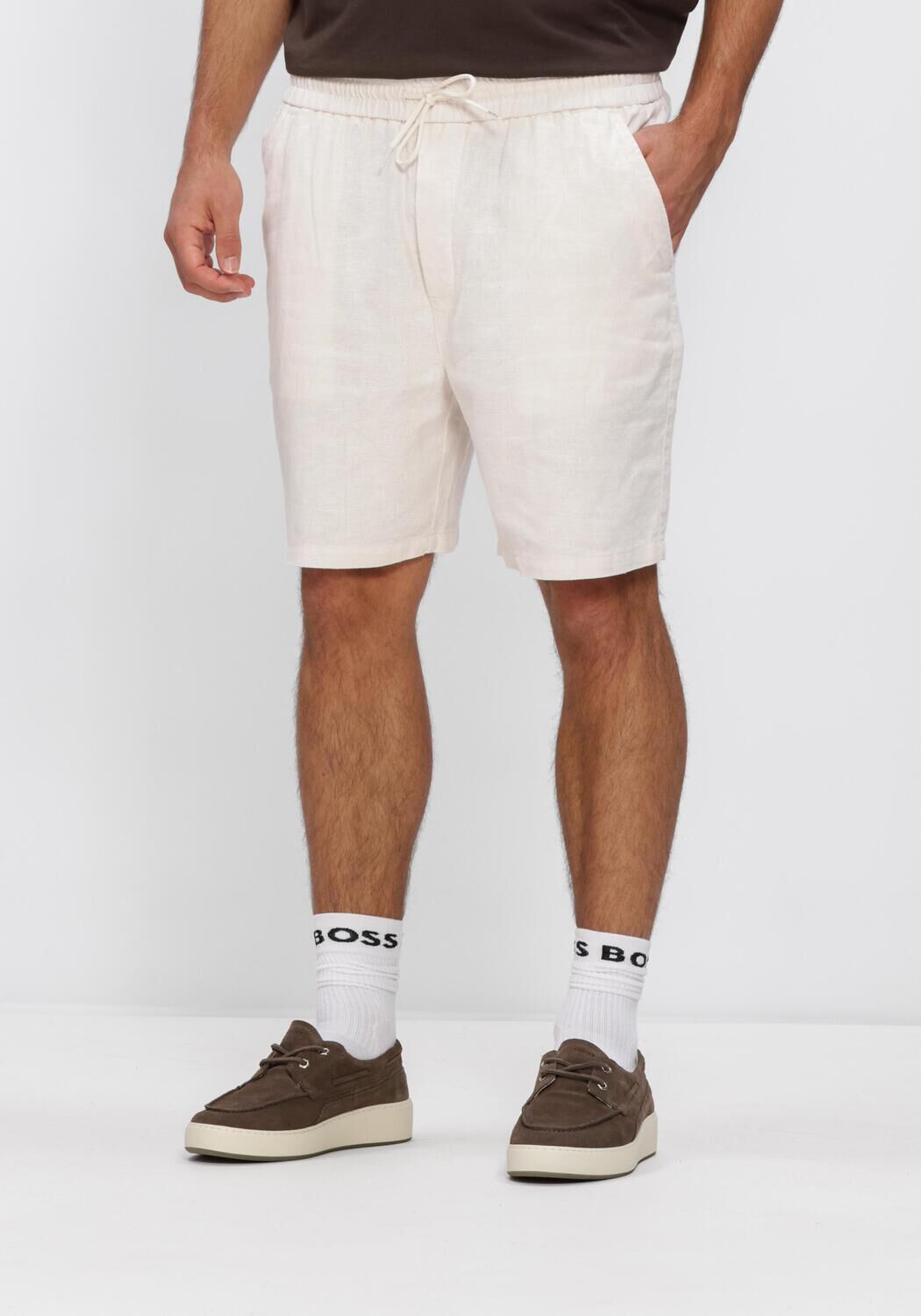 Les Deux Korte Broek Heren Otto Linen Shorts, Maat: XXL, Kleur: Ecru afbeelding 1